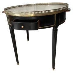 Elegant Black Lacquer and Brass Side Table by Maison Jansen, France, 1950