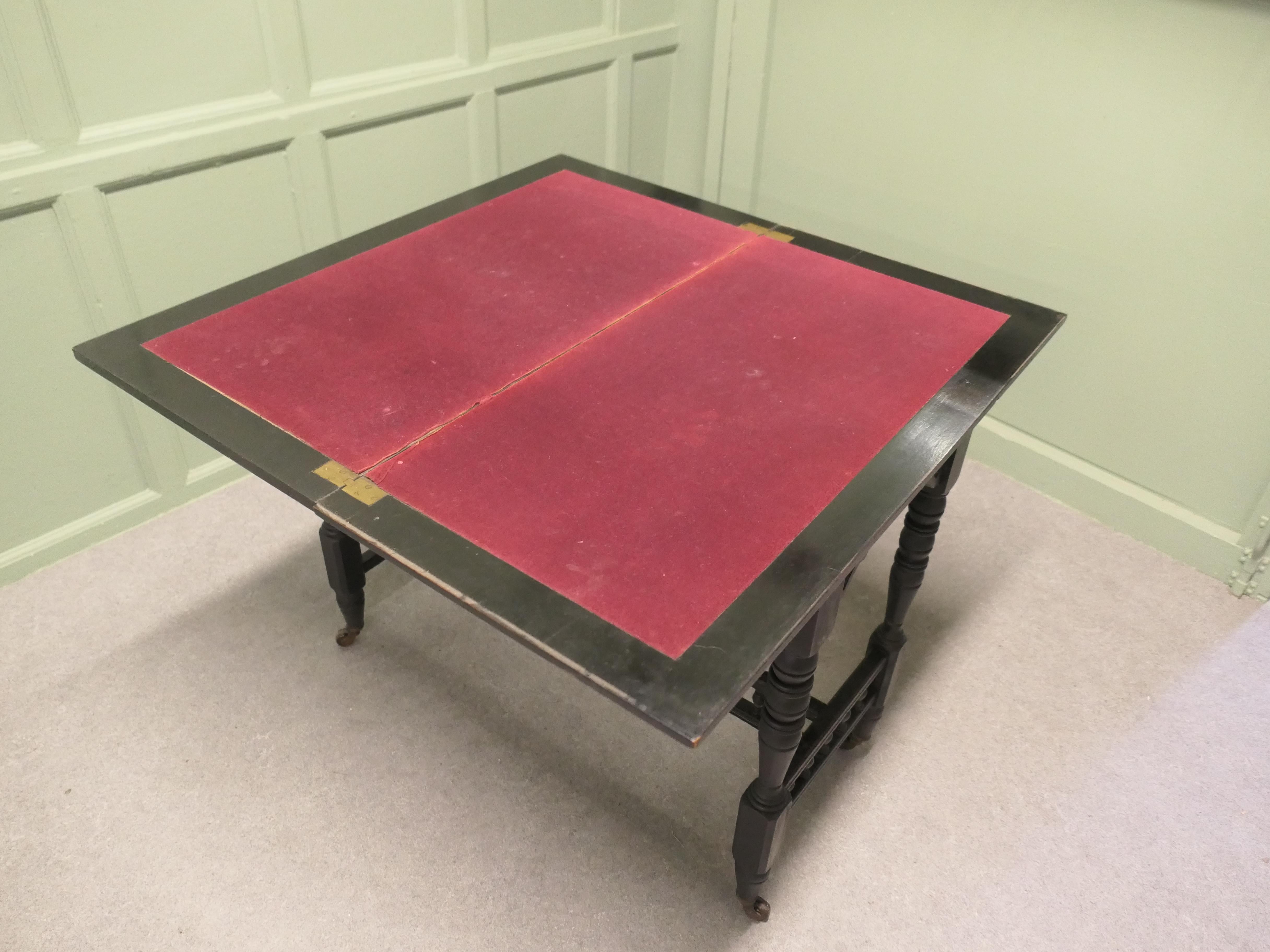 Elegant Black Lacquer Games, Card or Hall Table For Sale 1