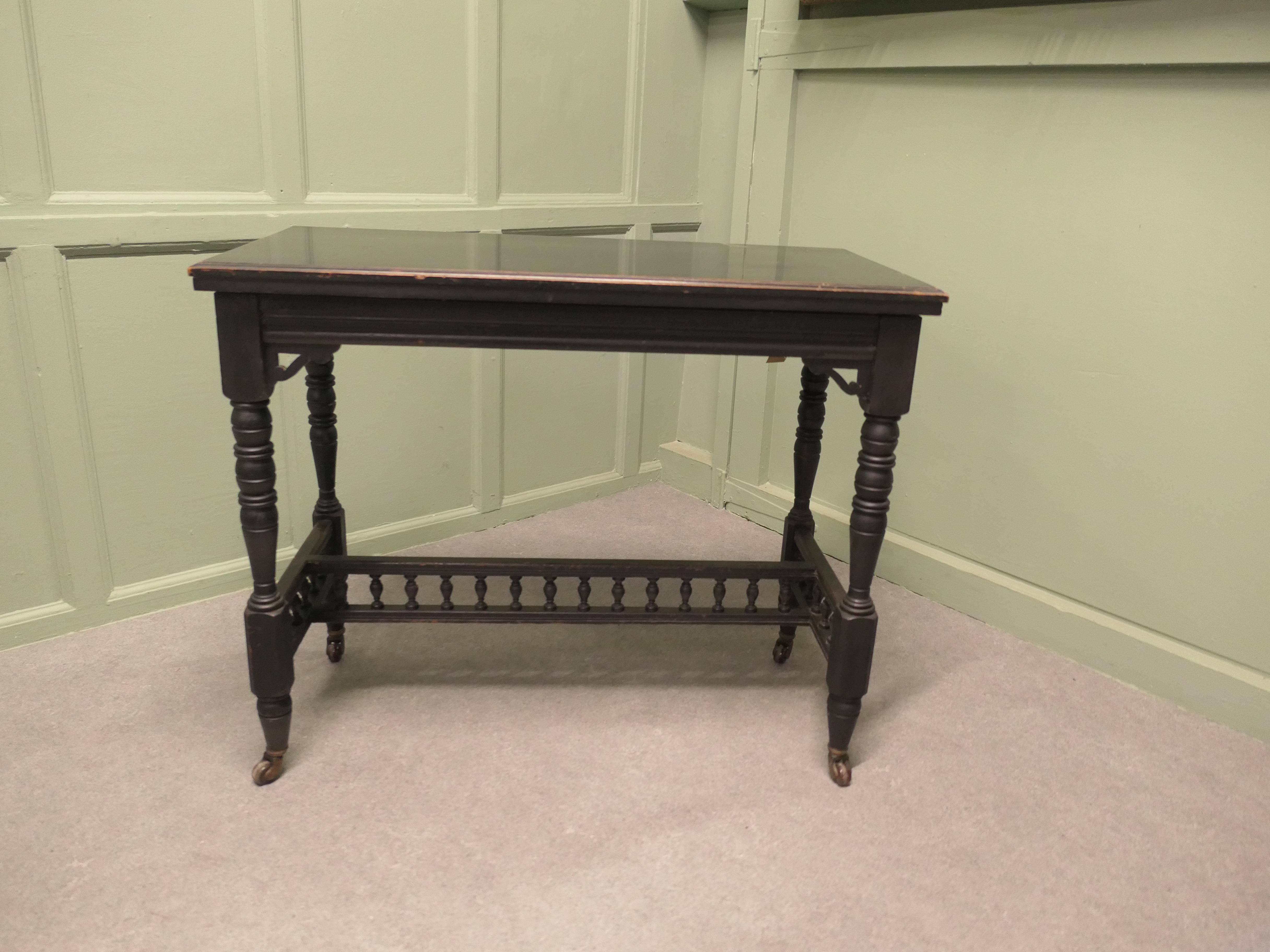 Elegant Black Lacquer Games, Card or Hall Table For Sale 2