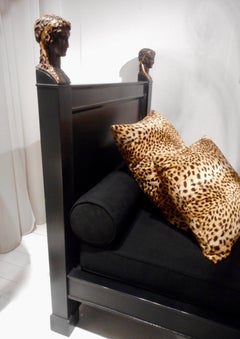 Elegant Black Lacquer Swedish Empire Daybed