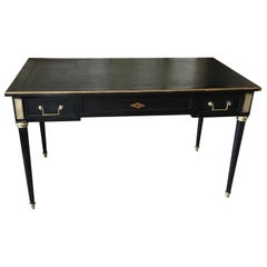 Elegant Black Lacquer Writing Table by Maison Jansen, France 1950