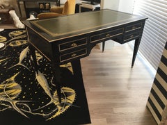 Elegant Black Lacquer Writing Table Desk by Maison Jansen, France, 1950