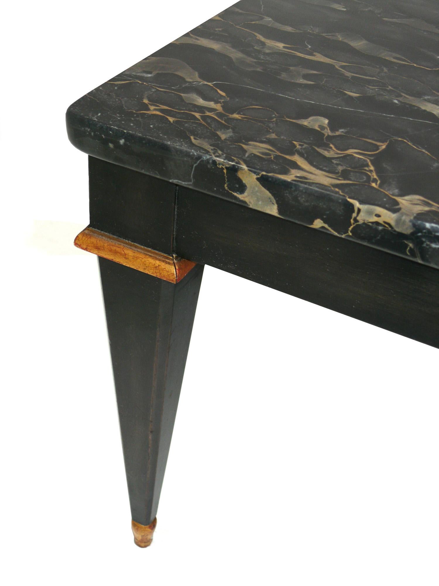 American Elegant Black Marble Regency Style Coffee Table by Baker  For Sale