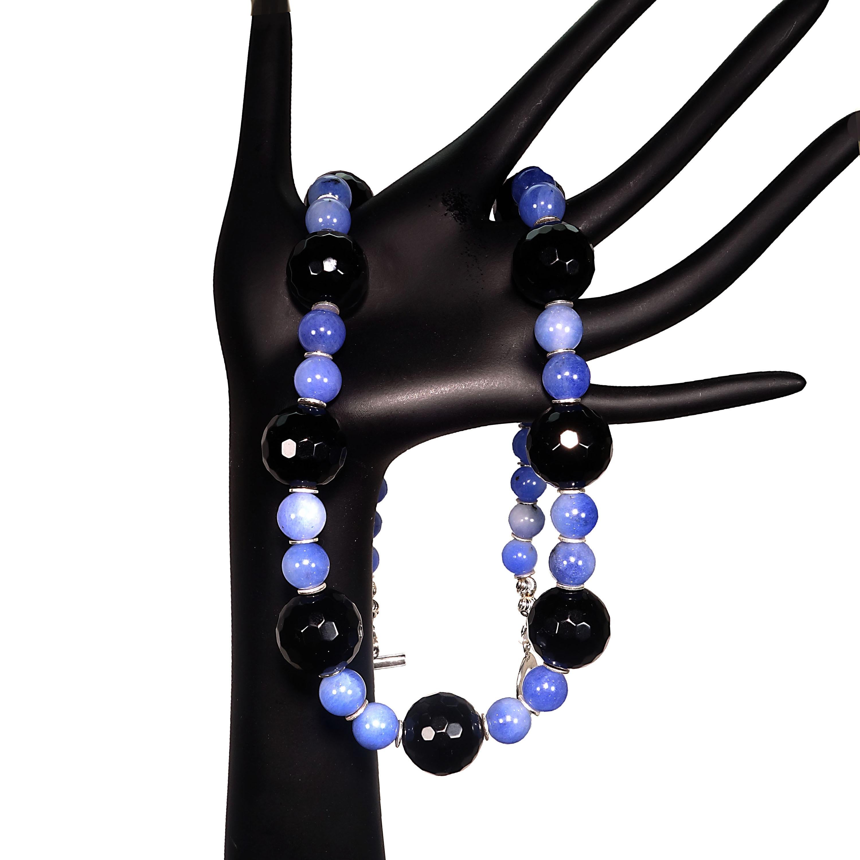 Gemjunky Elegant Black Onyx and Blue Agate Necklace 4
