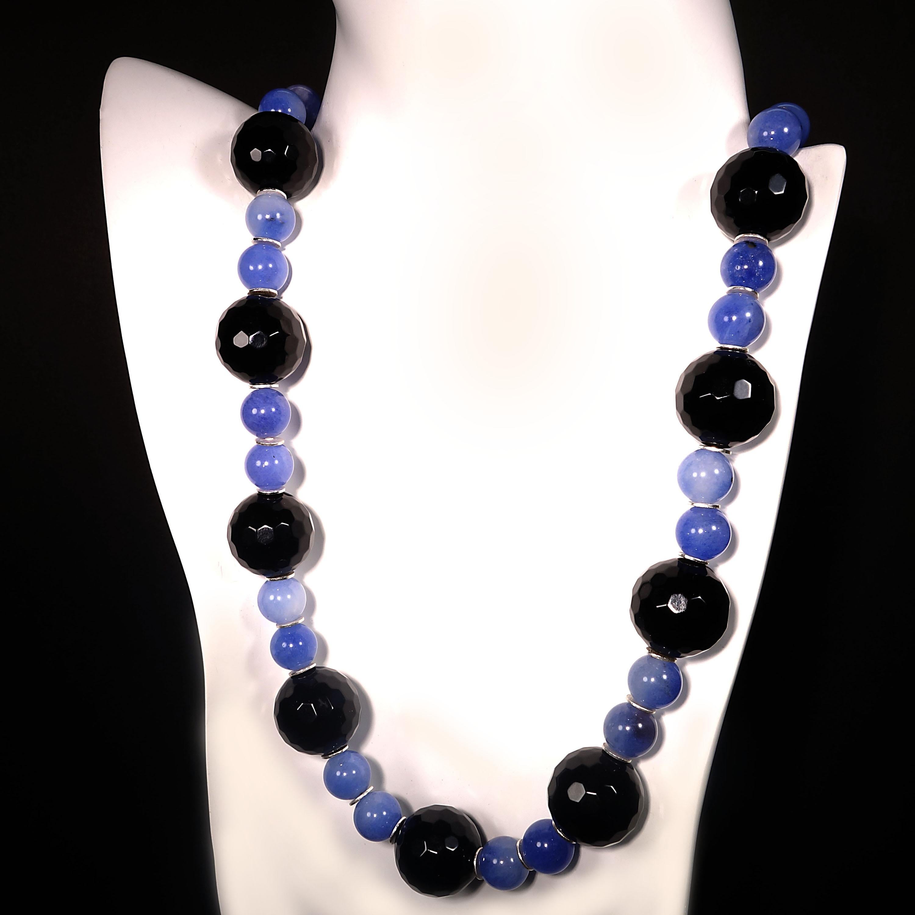 Gemjunky Elegant Black Onyx and Blue Agate Necklace 5