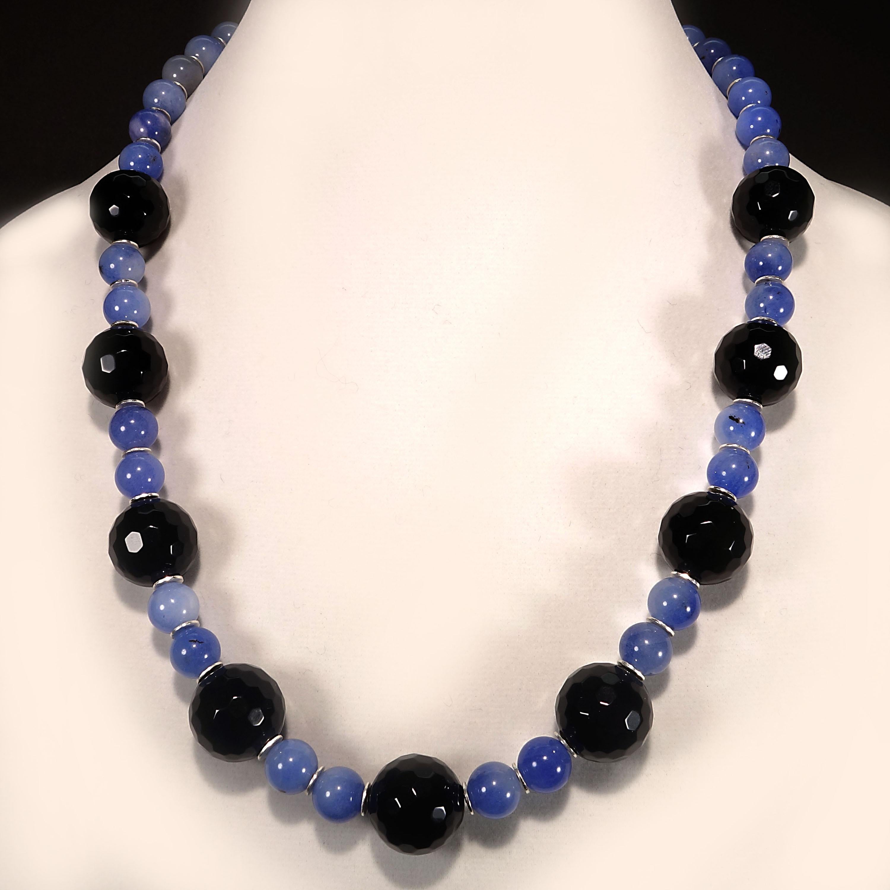 Gemjunky Elegant Black Onyx and Blue Agate Necklace 6