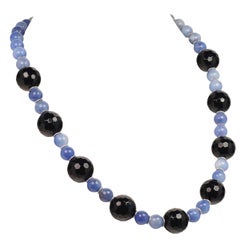 AJD Elegant Black Onyx and Blue Agate Necklace