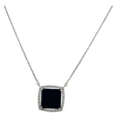 Eleganter schwarzer Onyx & Diamant-Anhänger aus 18 Karat Weißgold