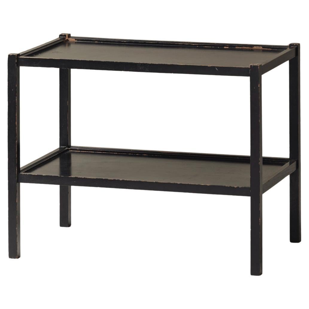 Elegant Black stained beech side table, France 1950s