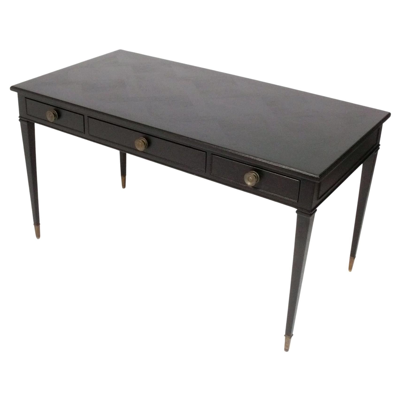 Elegant Black Stained French Style Bureau Plat or Desk by Kittinger For Sale