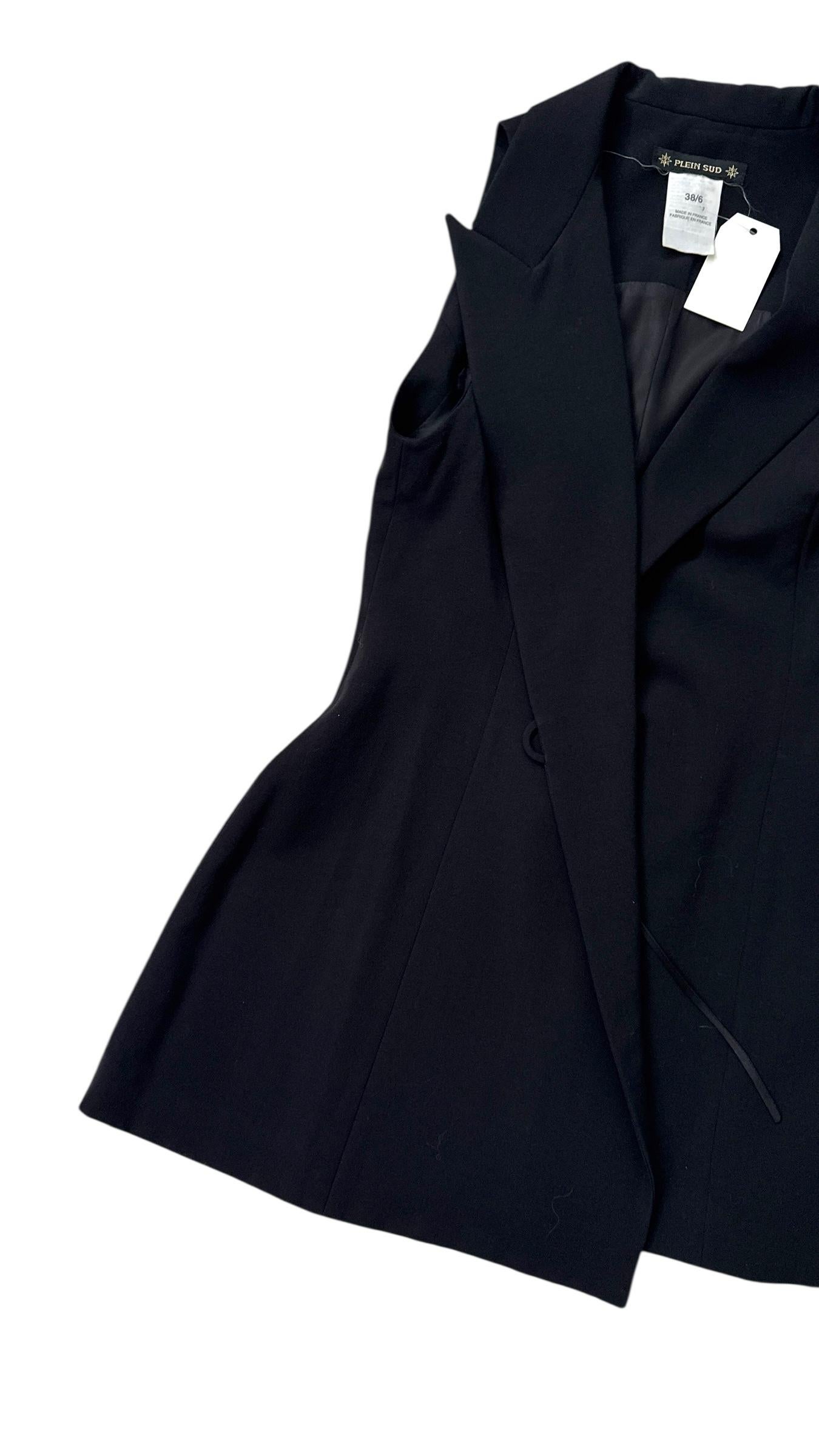 Elegant Black Wrap Vest by Plein Sud in vendita 7