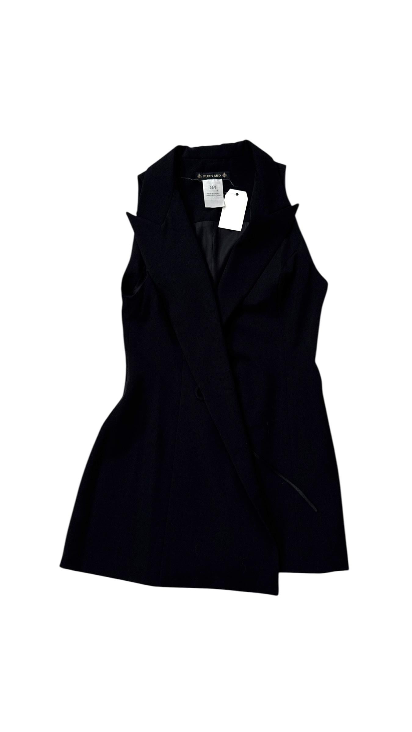 Elegant Black Wrap Vest by Plein Sud in vendita 8