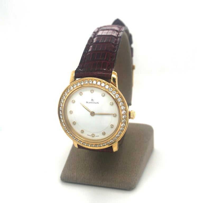 Elegant Blancpain Villeret Ladies Watch in Gold with Diamonds For Sale ...