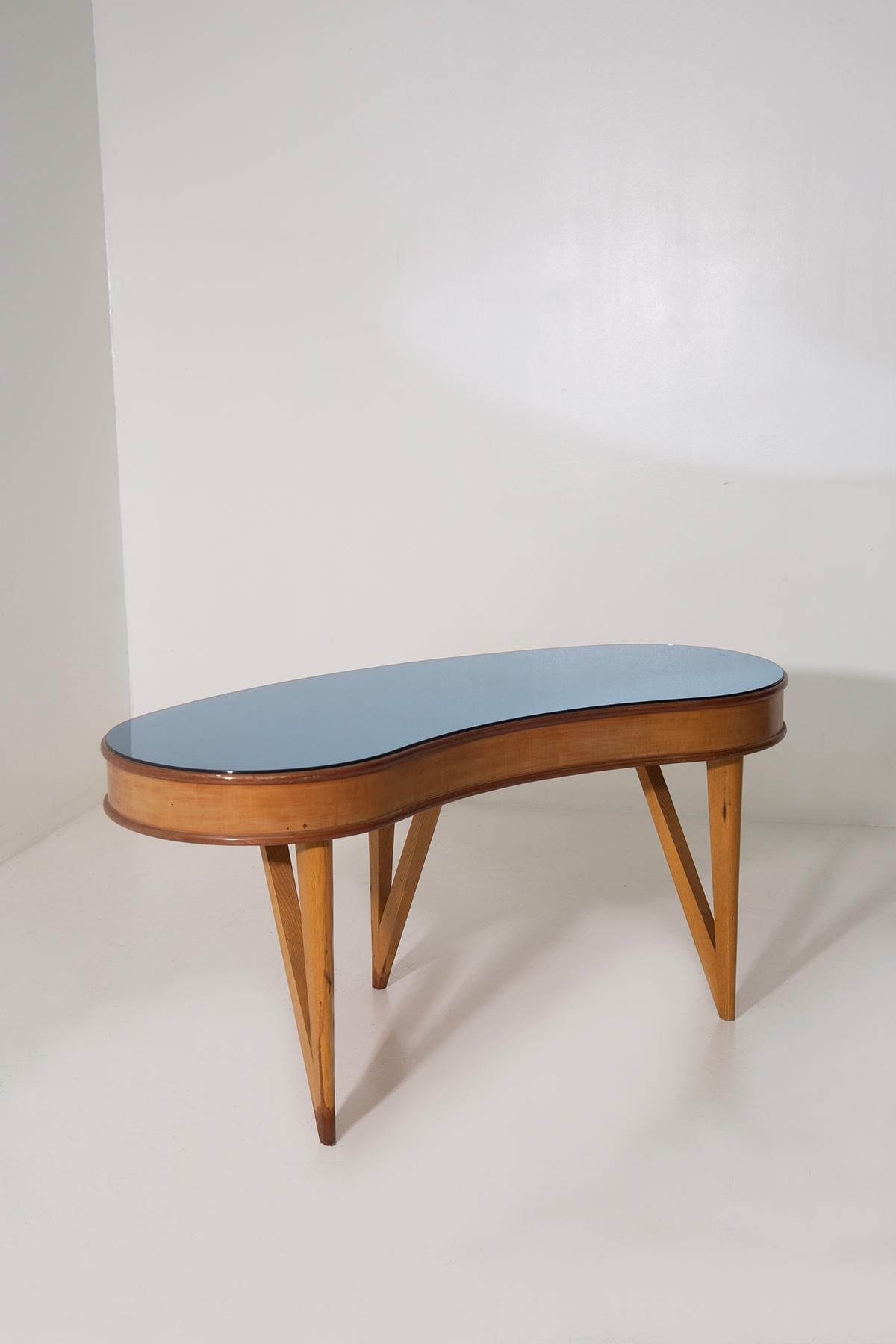 Mid-20th Century Elegant blue glass console or vanity Attr. to Fontana Arte For Sale
