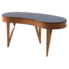 Élégante console ou meuble-lavabo en verre bleu Attr. à Fontana Arte