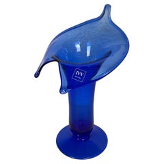 Elegante blaue Glasvase von IVV - Hergestellt in Italien - 2Y464