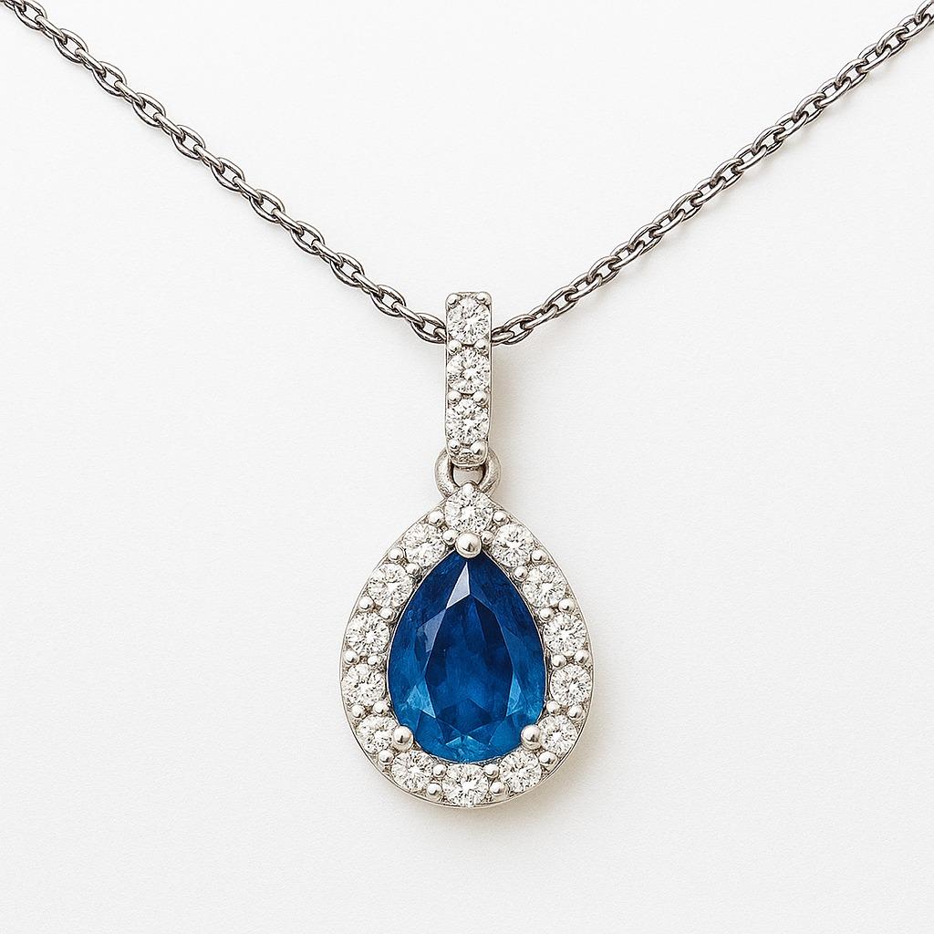 Pendentif Elegance en saphir bleu Pour femmes en vente
