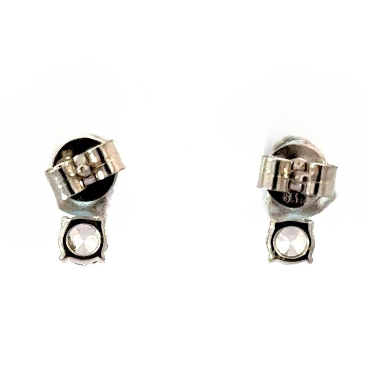 Elegant Blue Topaz & CZ Pushback Stud Earrings in 925 Silver Handmade Jewelry For Sale 2