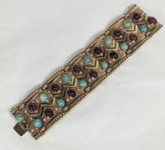 Elegant Boucher Faux Turquoise and Amythest Bracelet