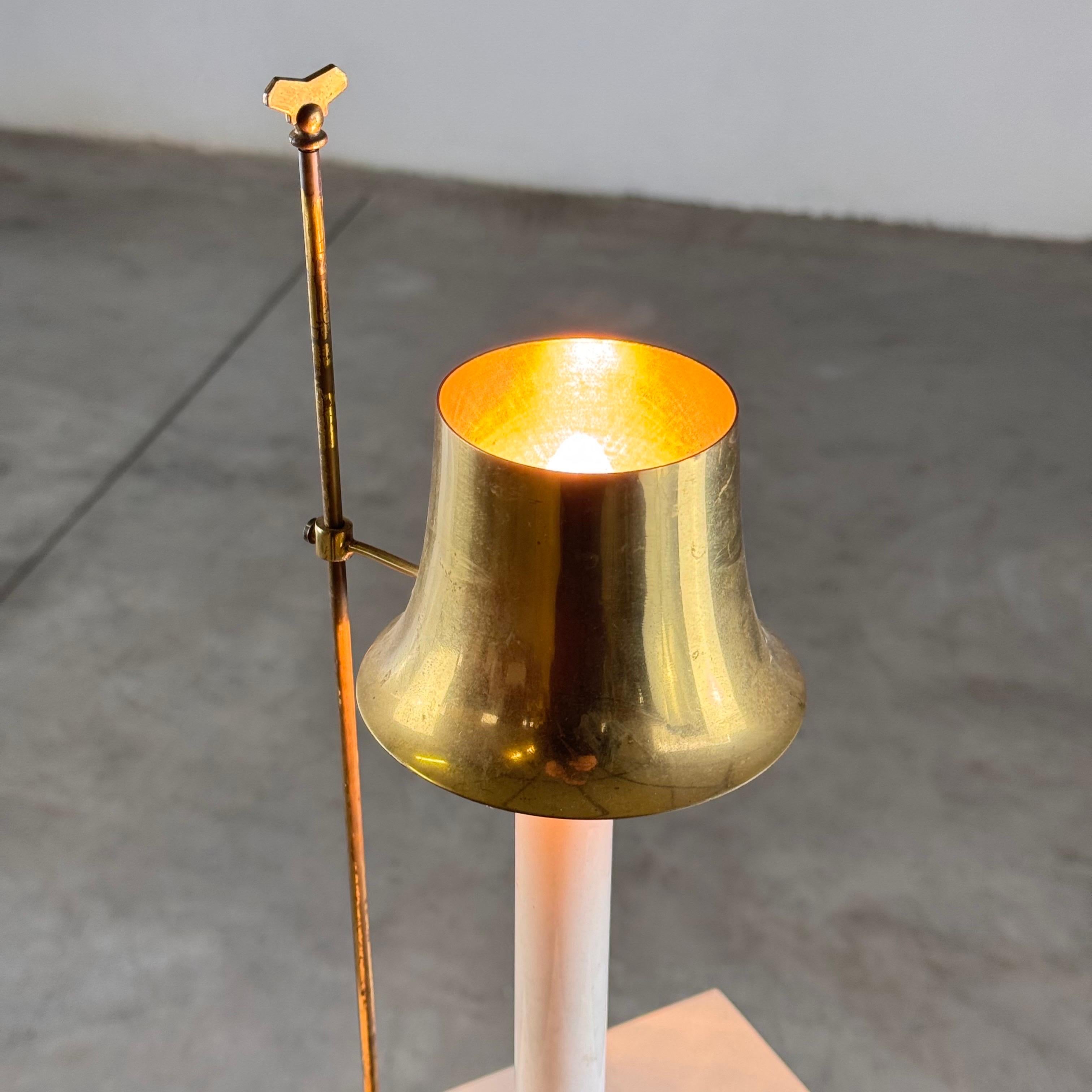 Metal Elegant Bouillotte Table Lamp in Brass with Adjustable Shade, Italy, 1940s For Sale
