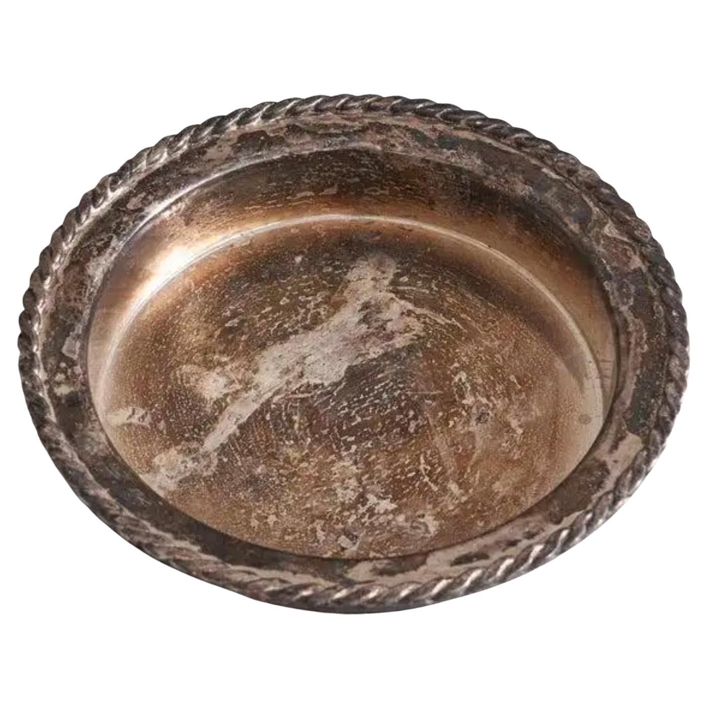 Elegante Cuenco de Plata Patinada Firmado Kisho Japón Mediados del Siglo XX