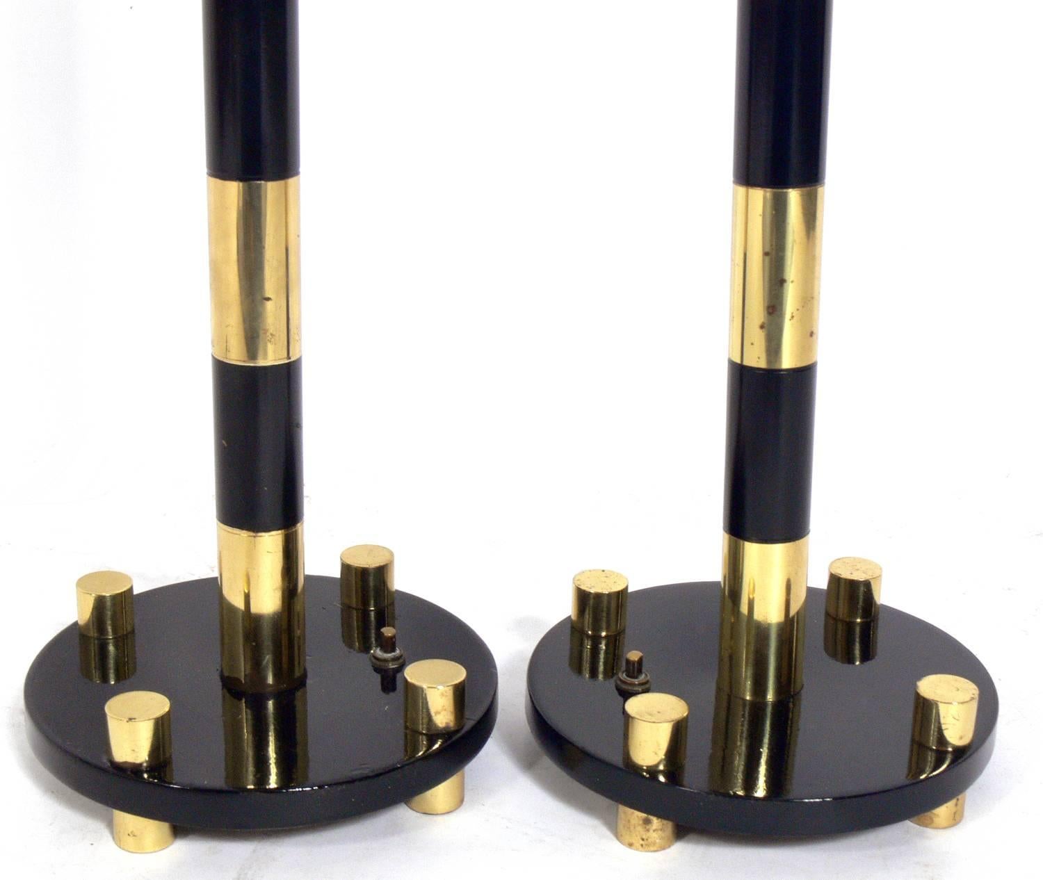 American Elegant Brass and Black Lamps For Sale