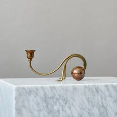 Elegant Brass and Copper Art Nouveau Candlestick by Carl Deffner Germany 1910s