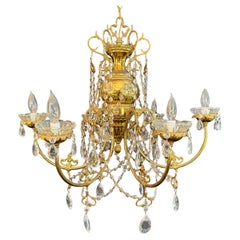 Elegant brass and crystal chandelier