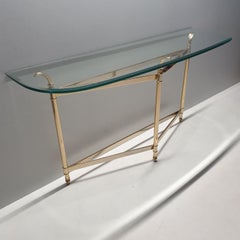 Elegant Brass and Faceted Glass Console Table, 1990s