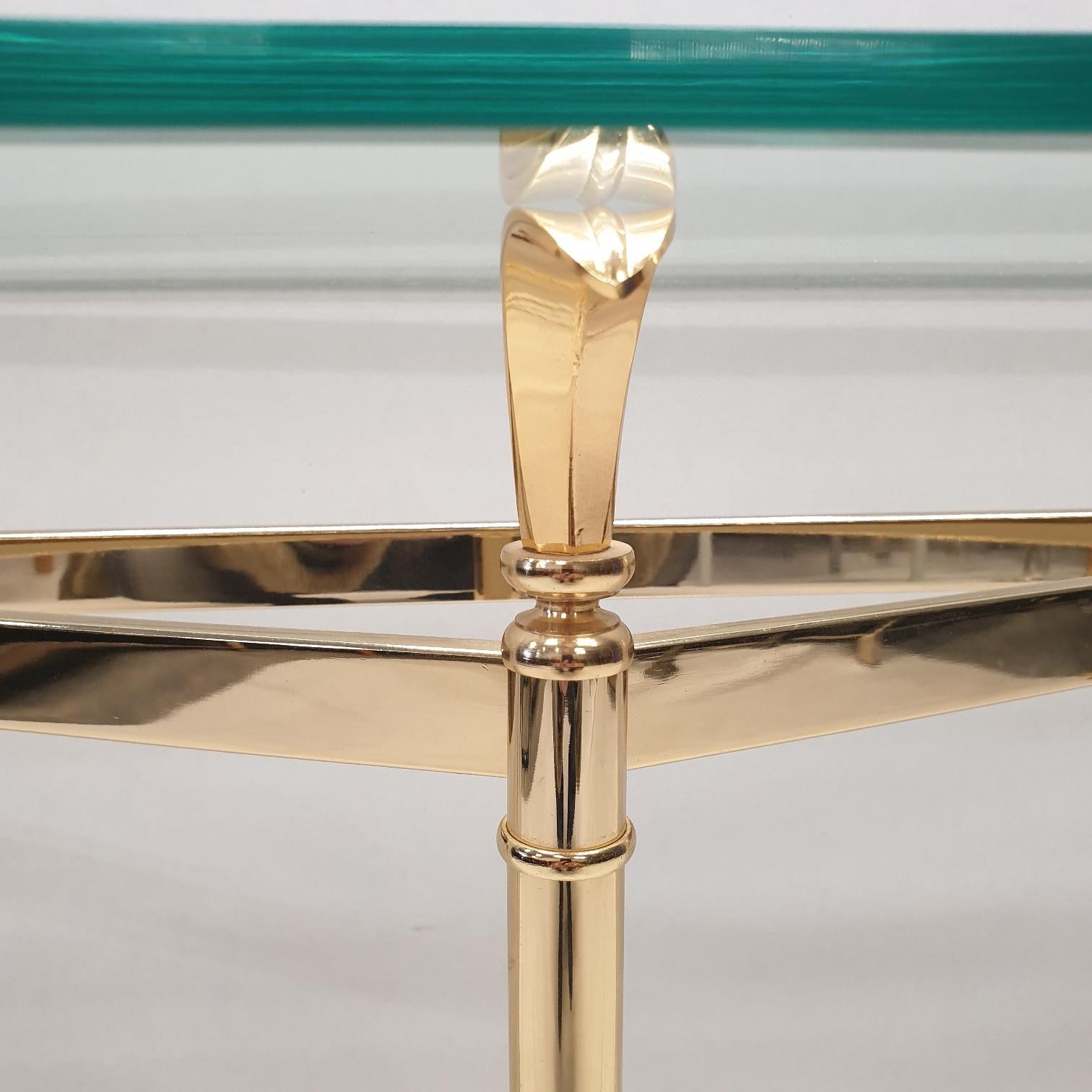 Elegant Brass and Faceted Glass Console Table, 1990s In Good Condition For Sale In Valkenswaard, NL
