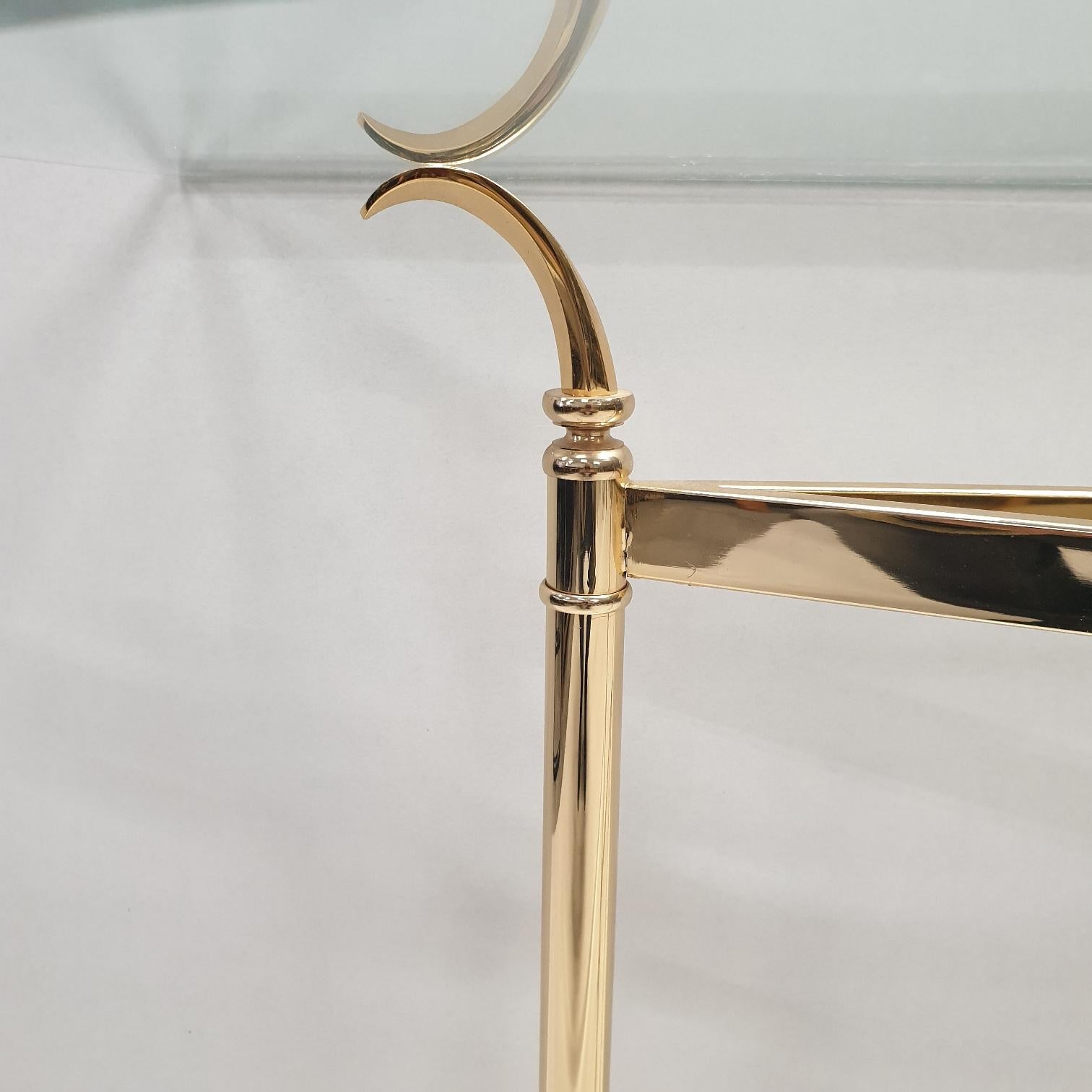Elegant Brass and Faceted Glass Console Table, 1990s For Sale 1