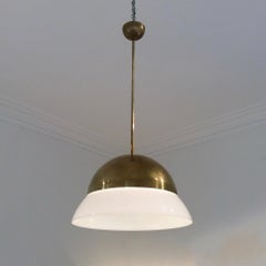 Elegant Brass and Glass Ceiling Lamp, circa 1960, Italy