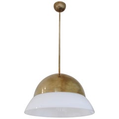 Elegant Brass and Glass Ceiling Lamp, circa 1960, Italy