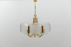 Elegant Brass and Glass Chandelier / Ceiling Lamp, Germany 1960s