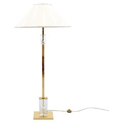 Elegant Brass and Glass Floor Lamp 1980s