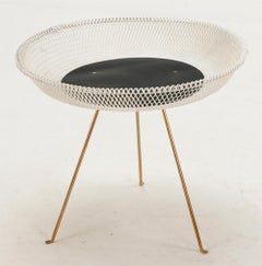 Elegant brass and iron stand with honeycomb design manner of Mategot c 1950