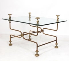 Elegant Brass and Metal Savonarola Coffee Table