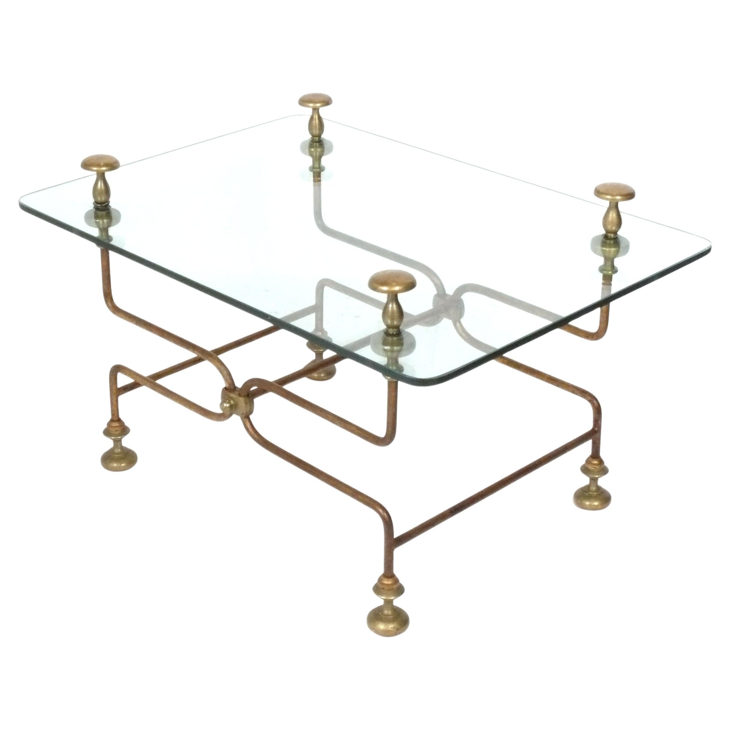 Elegant Brass and Metal Savonarola Coffee Table