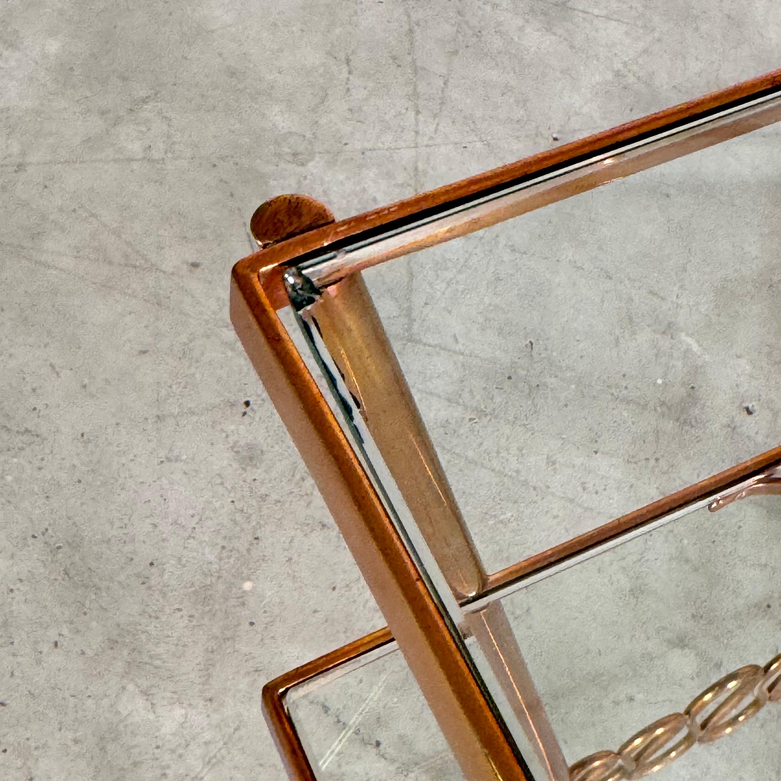 Mid-20th Century Elegant Brass Bar Trolley with Gio Ponti’s Signature Ribbon Details, 1950s For Sale