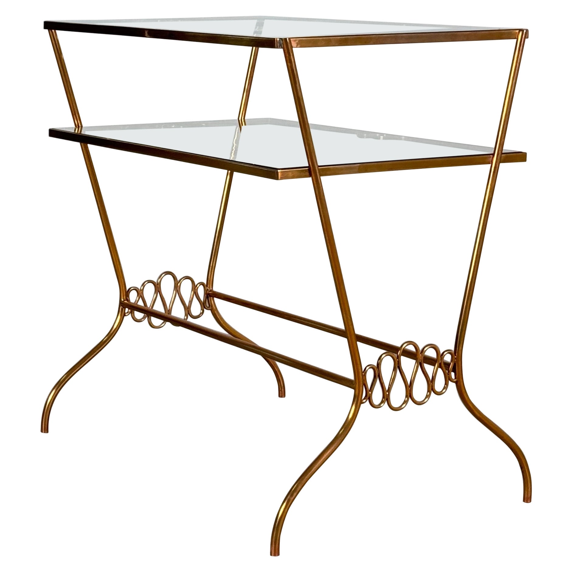 Elegant Brass Bar Trolley with Gio Ponti’s Signature Ribbon Details, 1950s For Sale