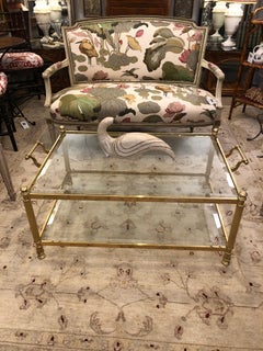 Elegant Brass & Bevelled Glass Two Tier LaBarge Coffee Table
