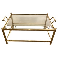 Vintage Elegant Brass & Bevelled Glass Two Tier LaBarge Coffee Table