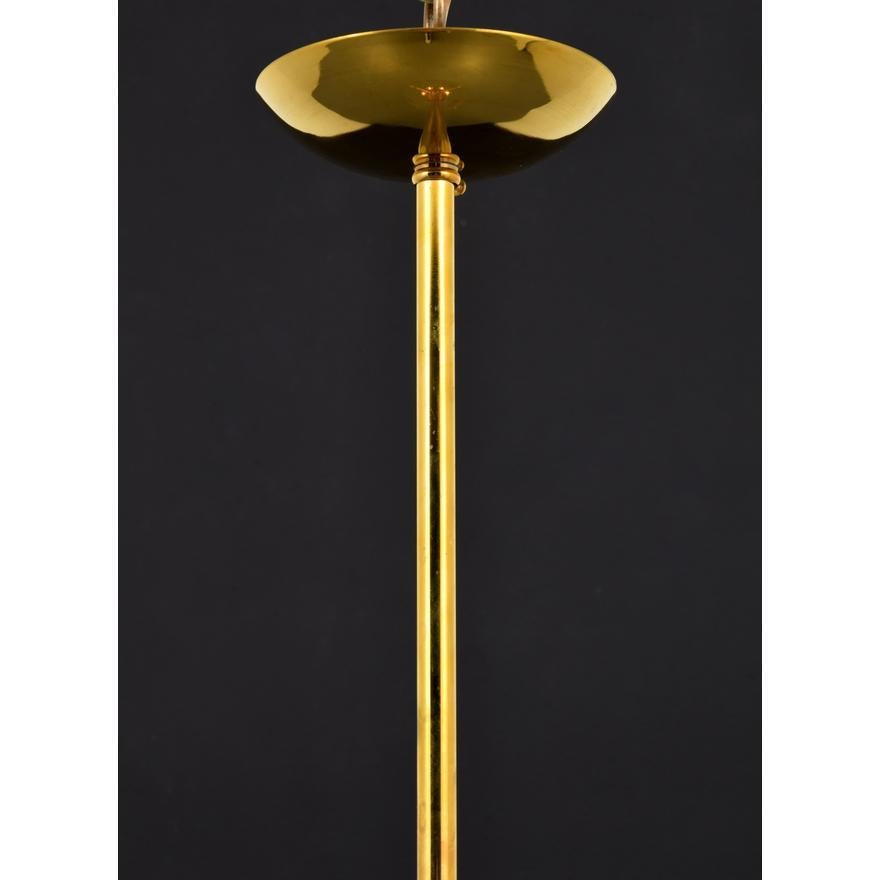Italian Elegant Brass Chandelier in the Manner of Fontana Arte For Sale