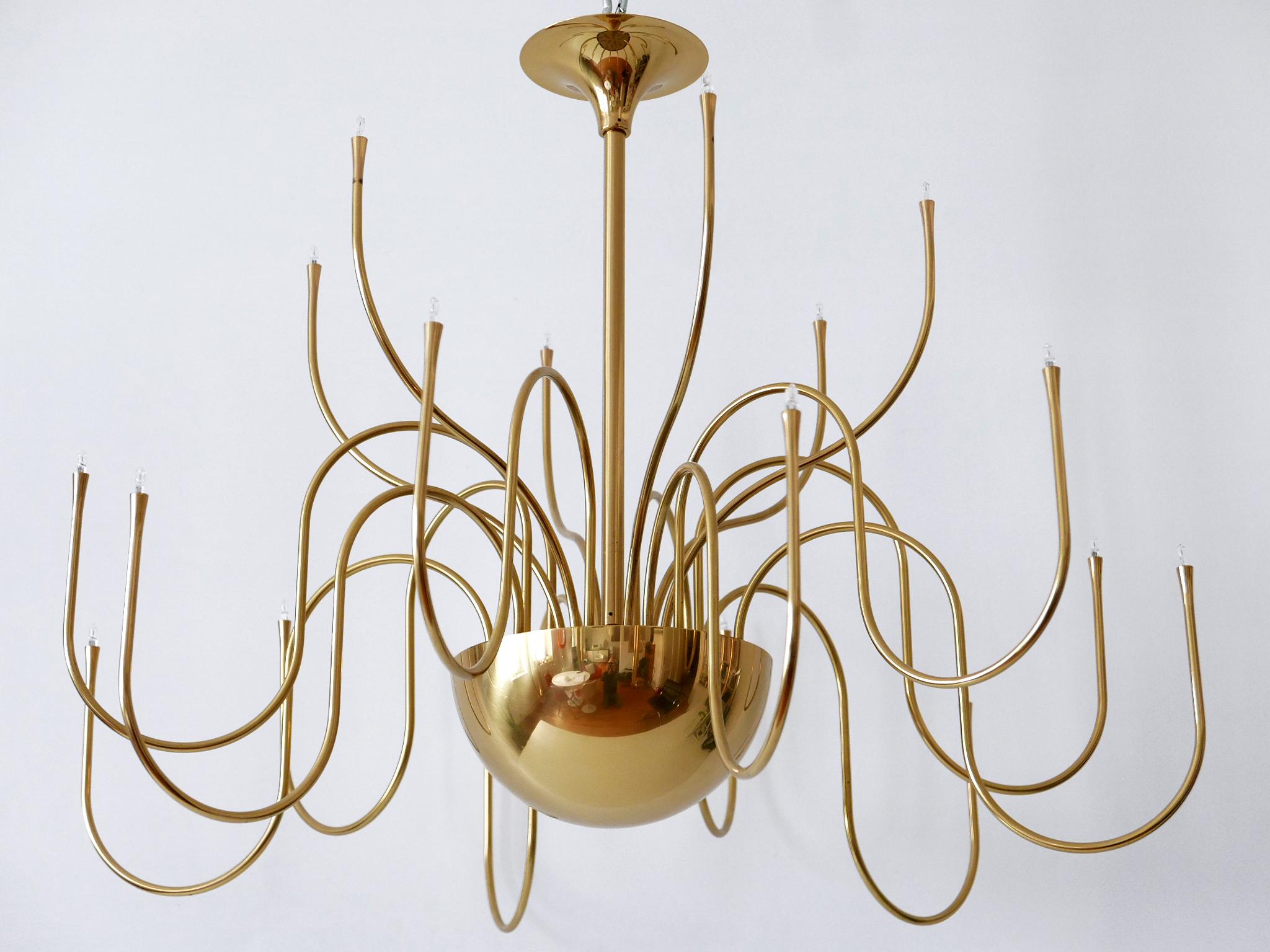 Ottone Elegante lampadario o lampada a sospensione in ottone Mesa 18 di Florian Schulz Germania anni '90 in vendita