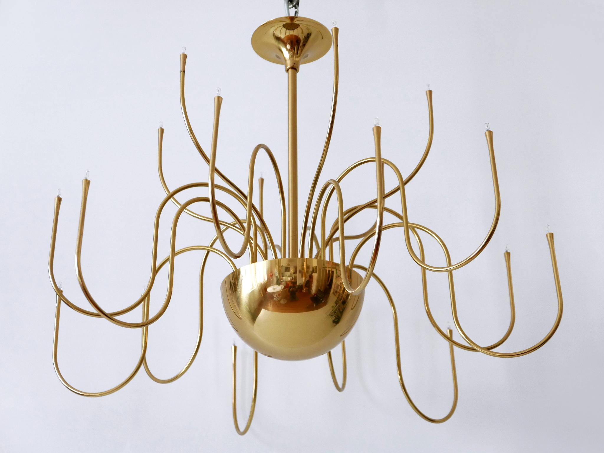 Elegante lampadario o lampada a sospensione in ottone Mesa 18 di Florian Schulz Germania anni '90 in vendita 2