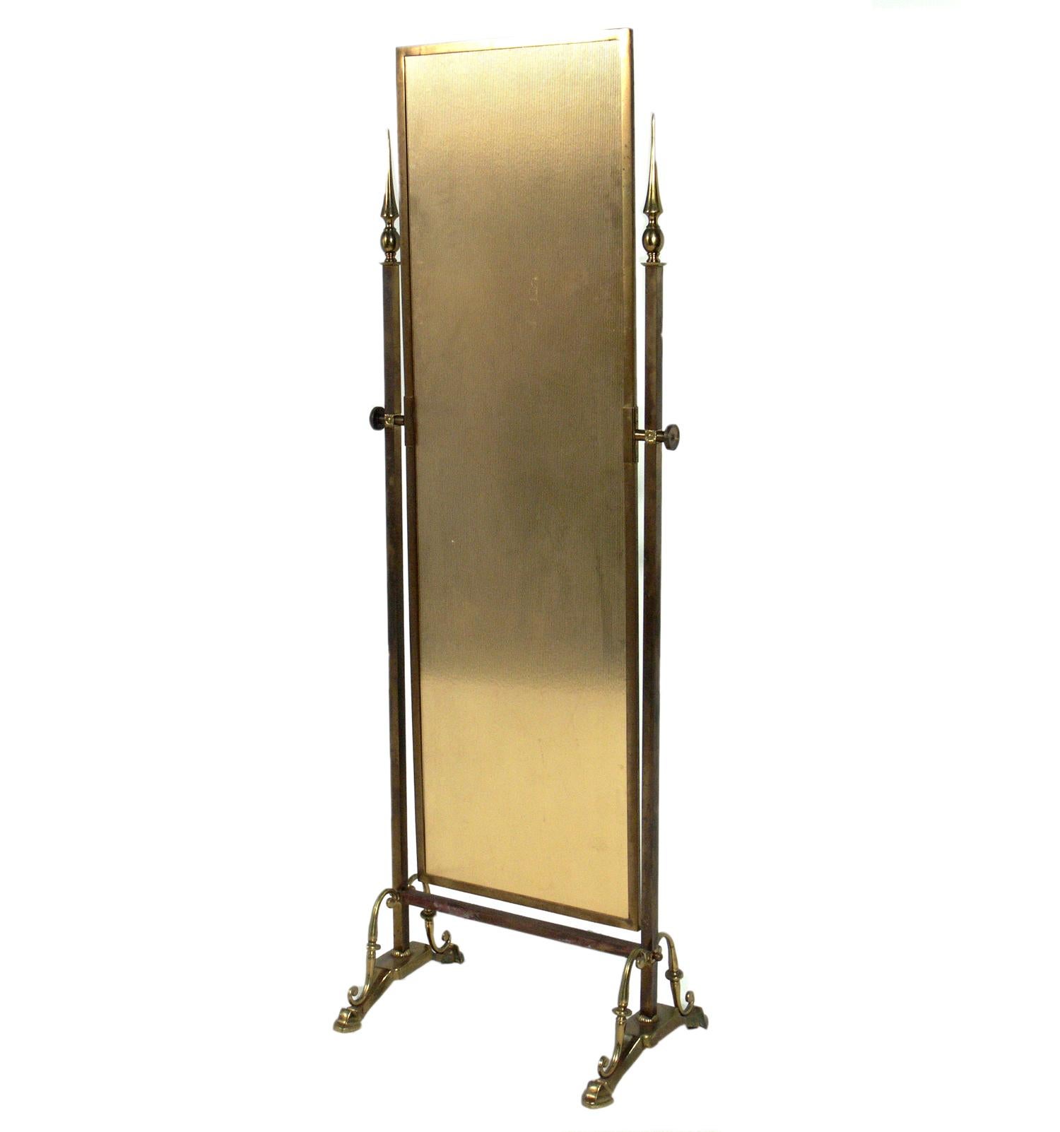 Italian Elegant Brass Cheval Mirror