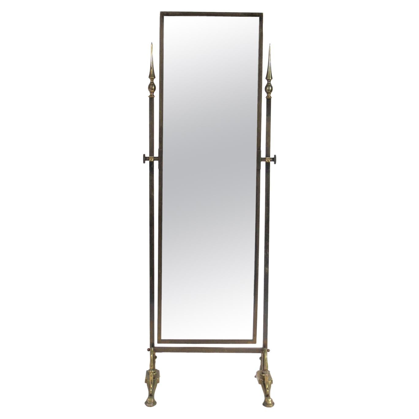 Elegant Brass Cheval Mirror