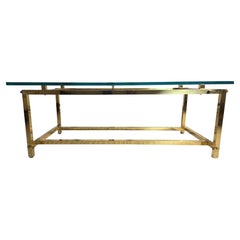 Elegant Brass Cocktail Table Square Tube Constructed Italian 1970s 24 x 48 x 17H
