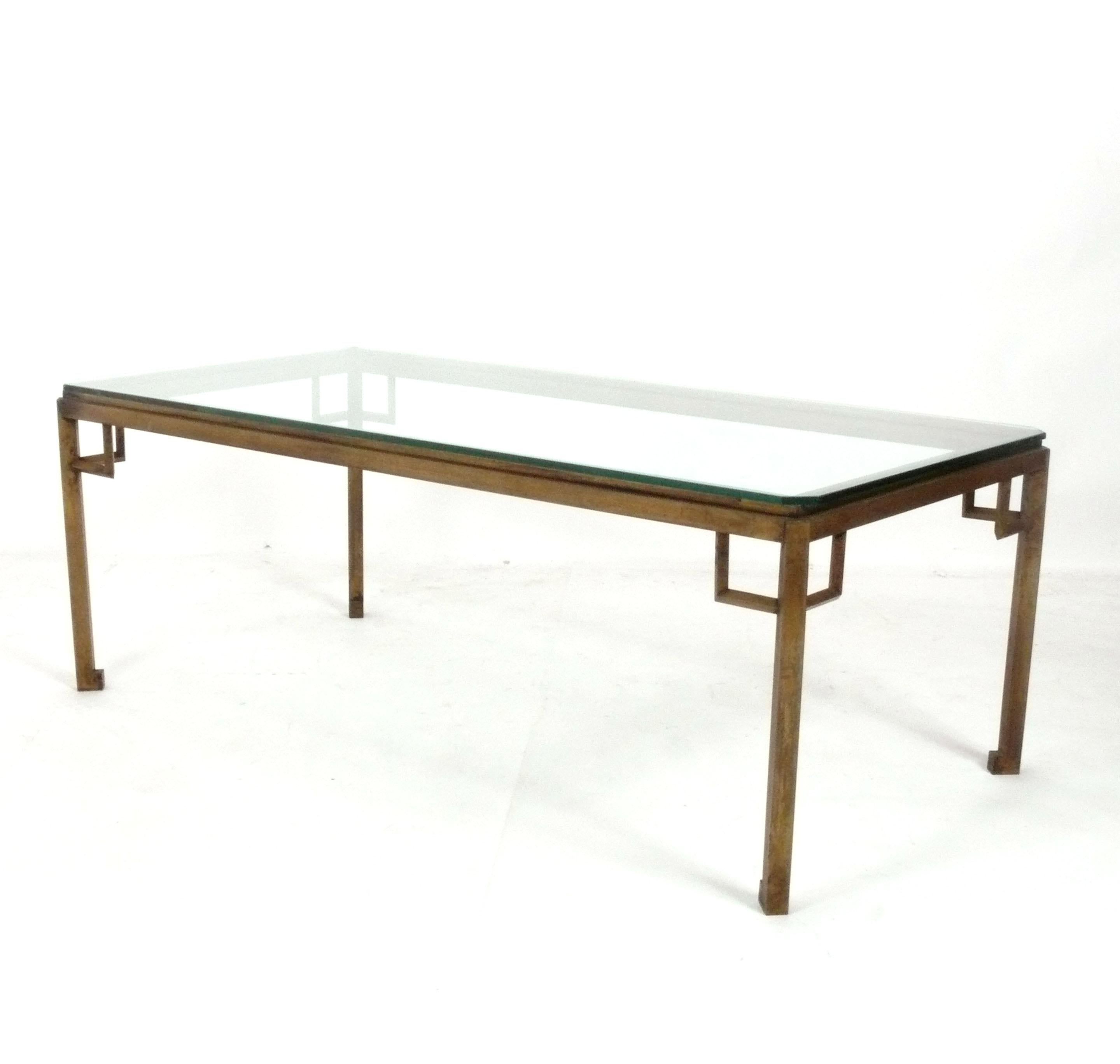 Elegant Brass Coffee Table, in the manner of Marc du Plantier, France, circa 1960s. The brass retains it's warm original patina. Please see our other 1stdibs listings for a matching side table from the same estate.