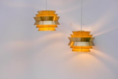 Elegant brass colored metal Pendant lamps by Carl Thore, Sweden